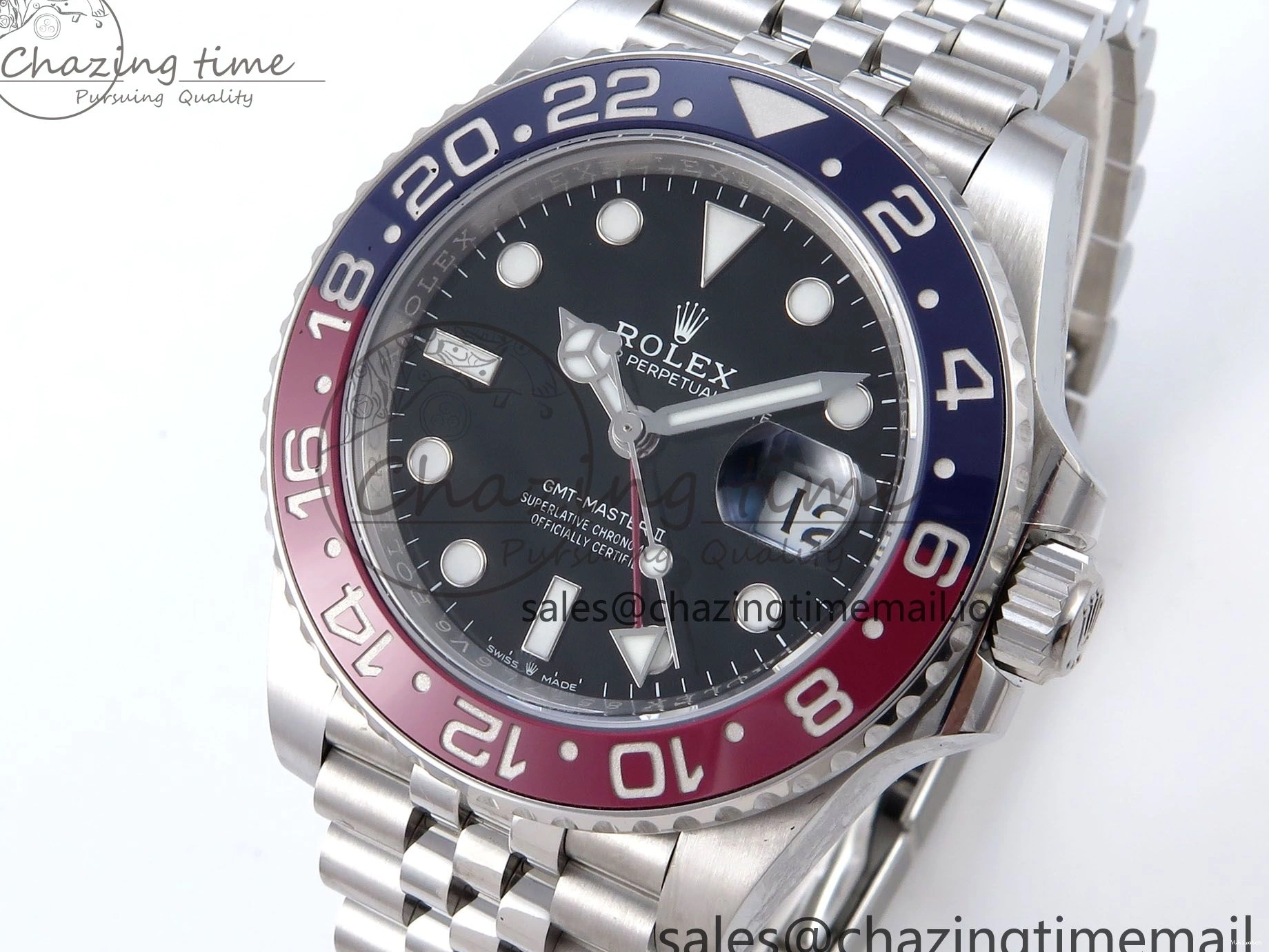 QF+ Bezel 1:1 Edition Blue Best Master II BLRO Steel 904L on SS SH3285 Dial Red 126710 GMT Black Bracelet 0427